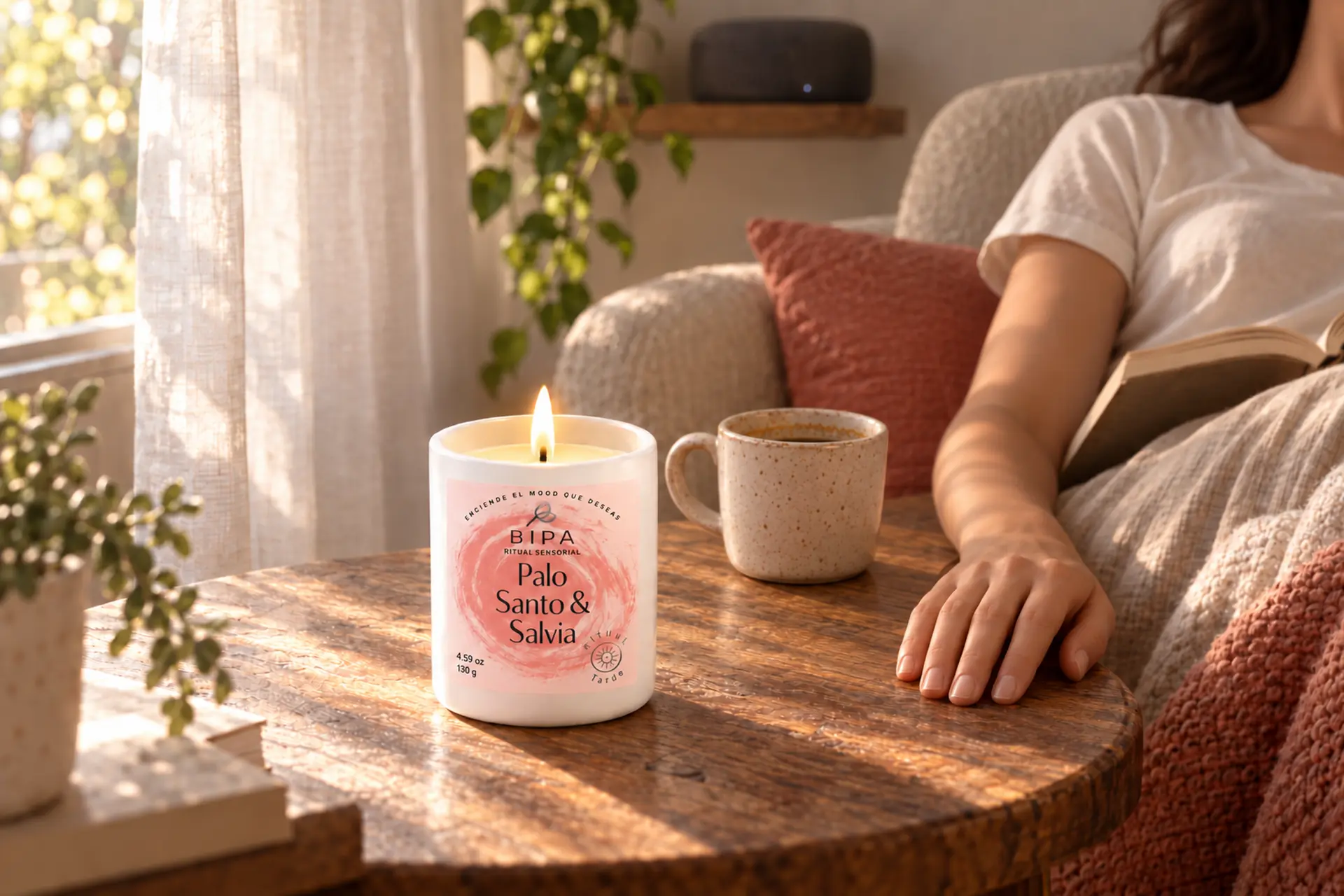 Ambiente de tarde con una vela BIPA encendida