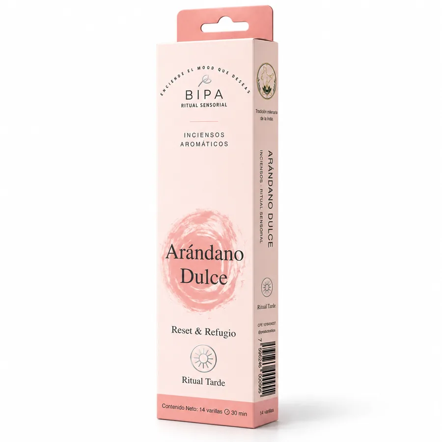 Empaque de inciensos BIPA Arándano Dulce, Ritual Tarde