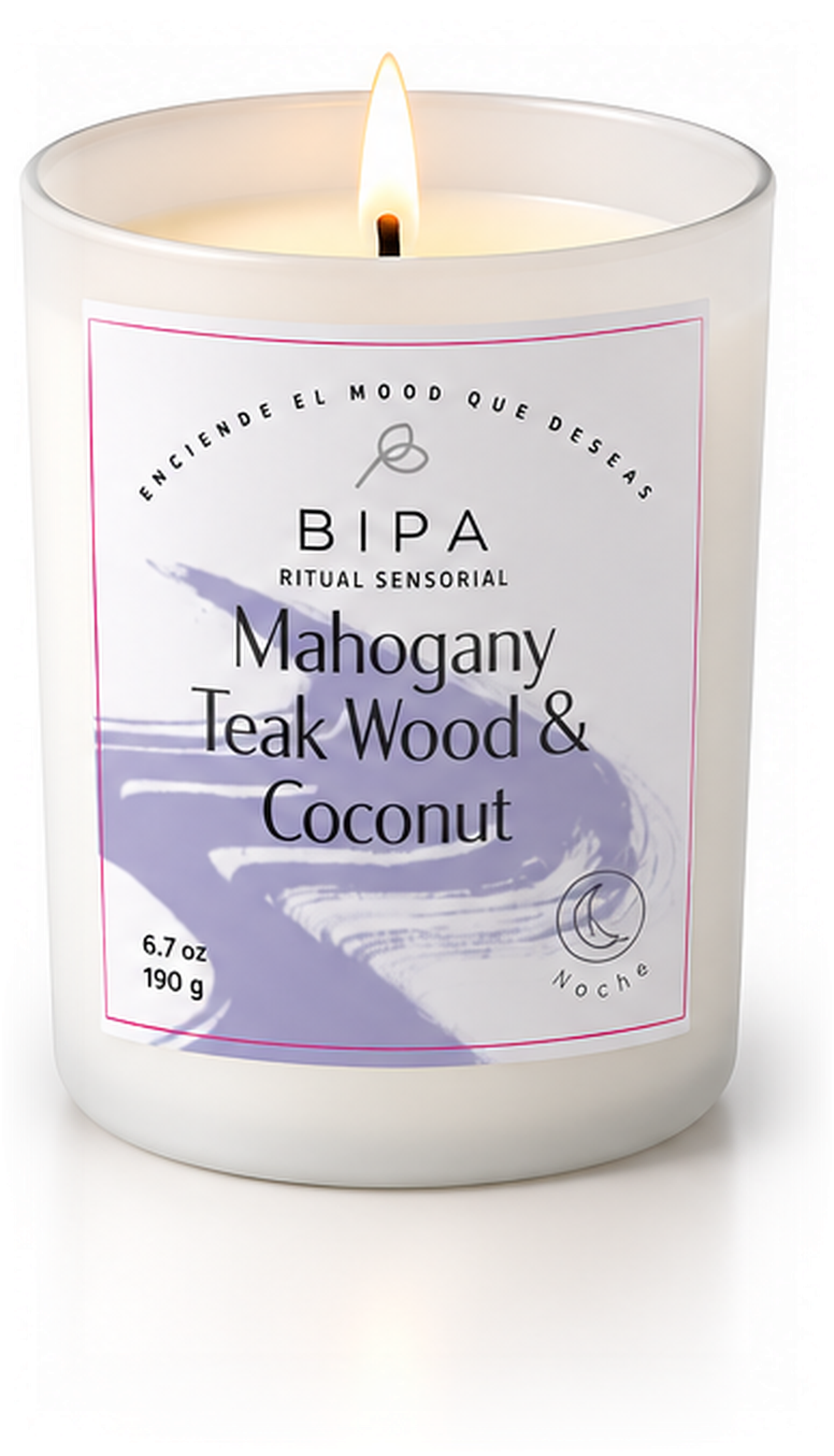 Vela aromática BIPA Mahogany Teak Wood & Coconut